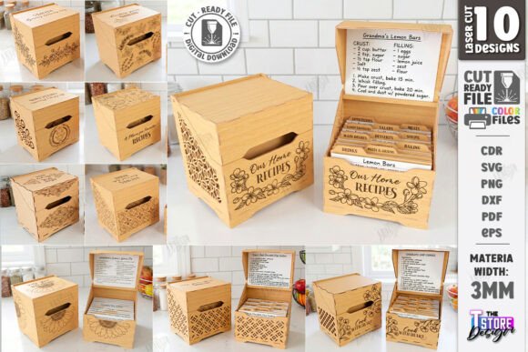Download Wooden Recipe Boxes Laser Cut Bundle SVG - Wood Collection