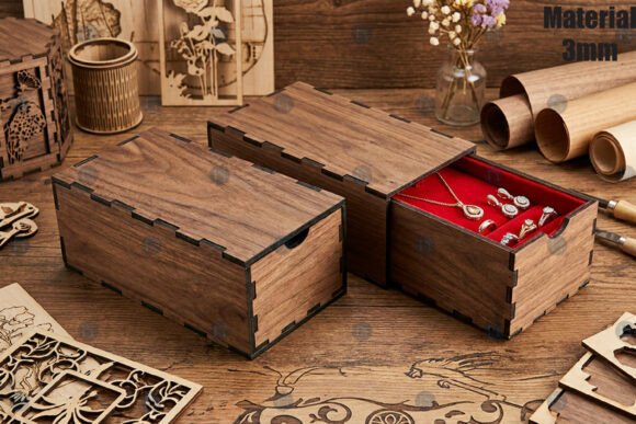 Download Laser Cut Elegant Wooden Drawer Box SVG - Wood Collection