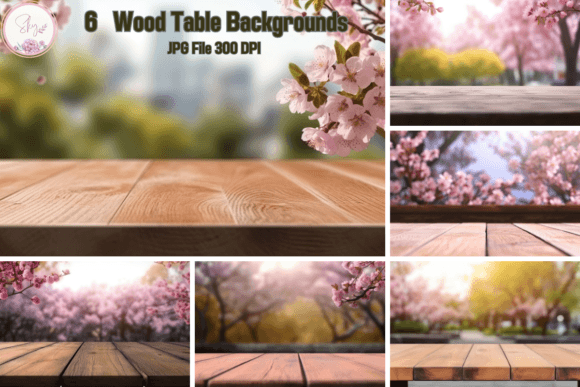 Download Wood Table with Sakura Mockup Background - Wood Collection